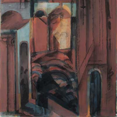 Alfred Wittwar . 1989 . Strasse in Süditalien . 59 x 42 cm . Öl . Kunsthandel Stradmann